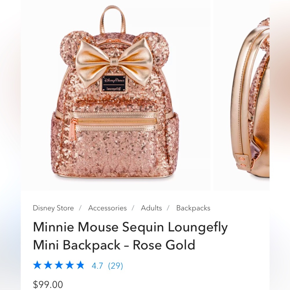 Disney x Loungefly Minnie Mouse Rose Gold Sequin Mini Backpack